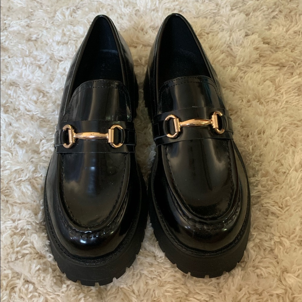 Brand New, Never Worn Black Patent Leather Platform Loafers